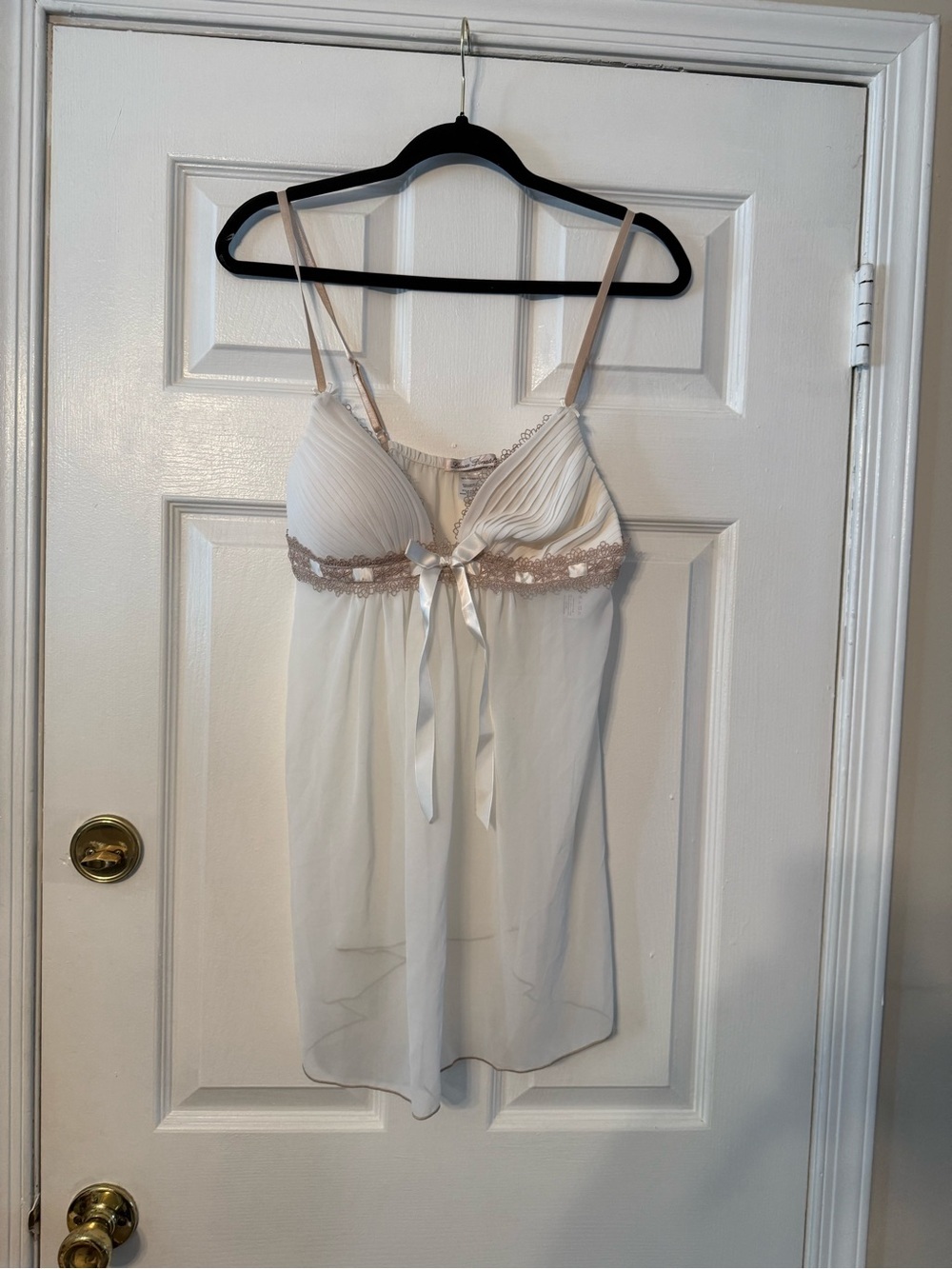 Linea Donatella Ivory and Taupe Chiffon Babydoll Chemise